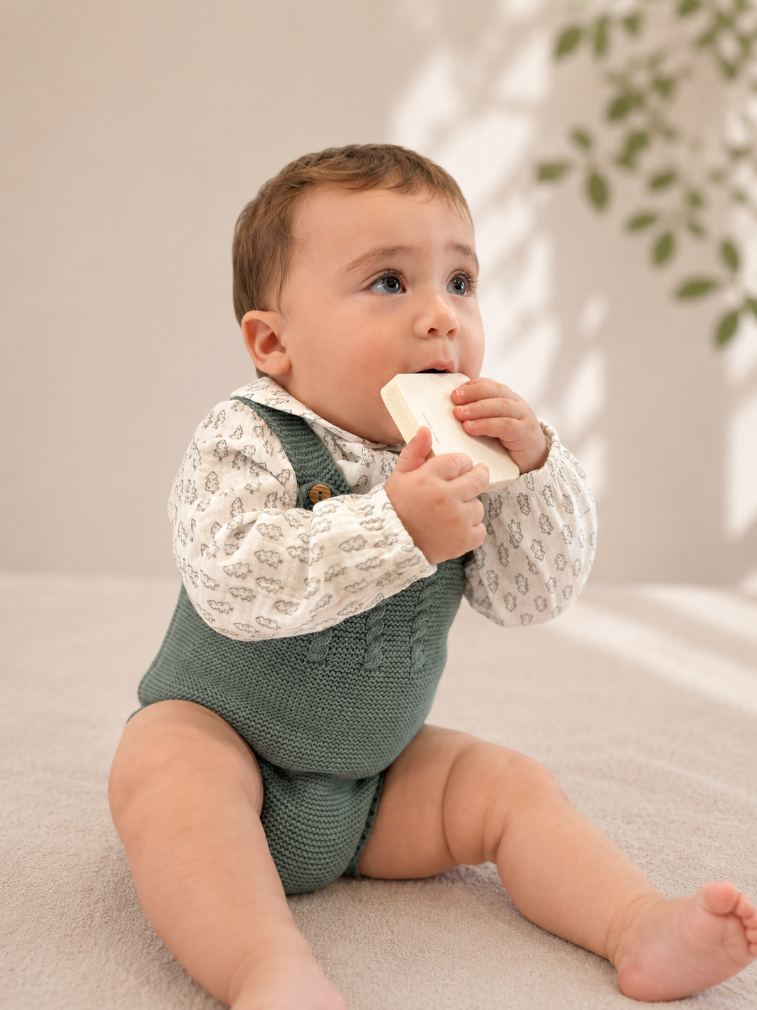 Sage Woodland Knit Romper Set