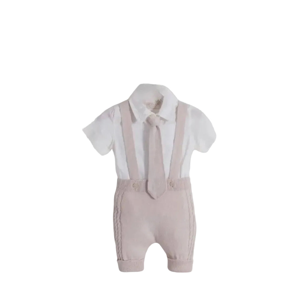 Baby Boy Fresh Organic Cotton Outfit – White & Soft Grey