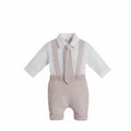 Conjunto de algodón orgánico fresco para bebé niño – Blanco y gris suave