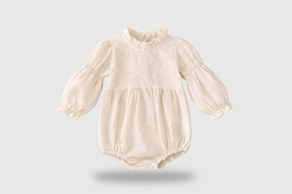 French Beige Floral Bubble Bodysuit