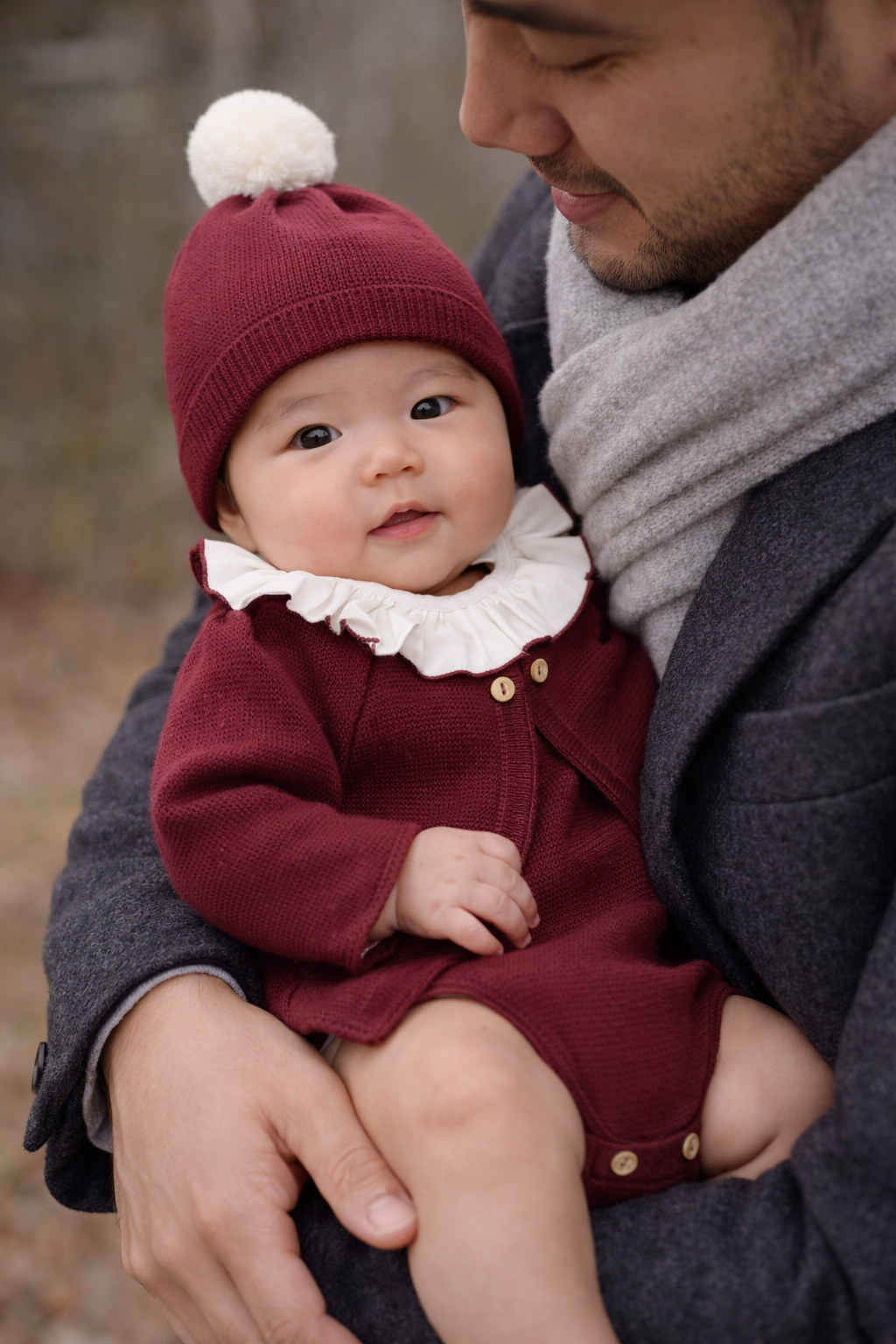 Knitted Newborn Three-Piece Set-Blush