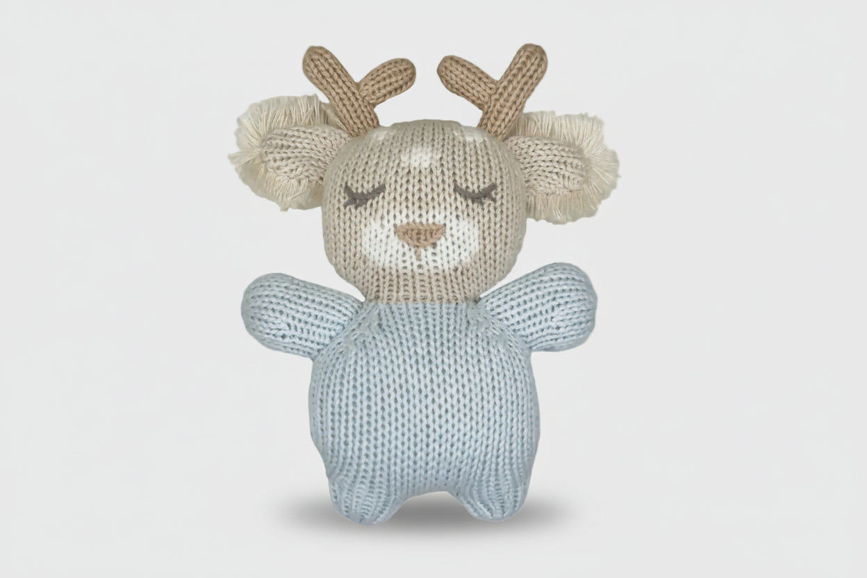 The Little Deer Knit Doll-Blue Rattle