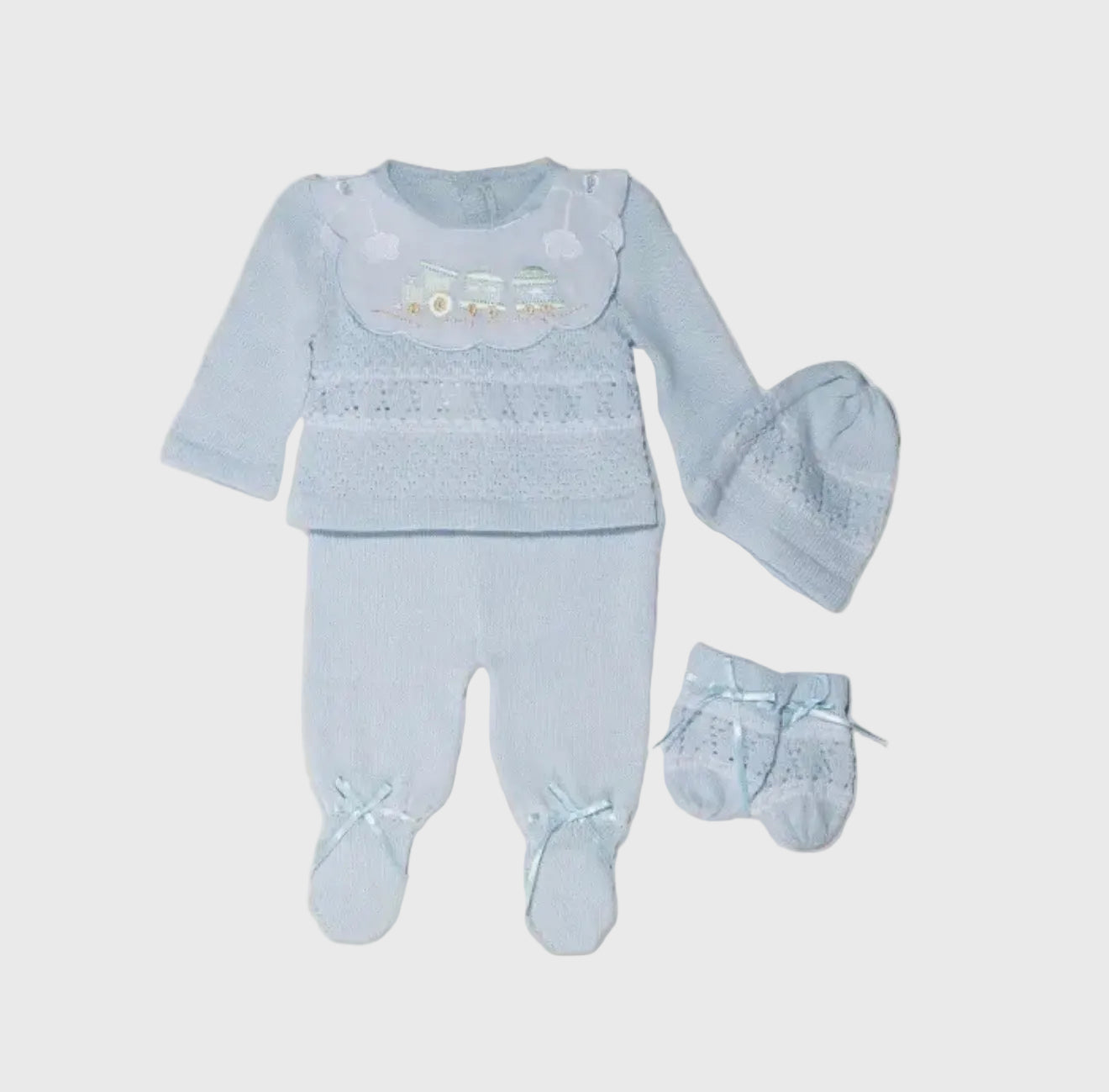 Baby Boy Blue Train Heirloom Set with Blanket 🚂💙