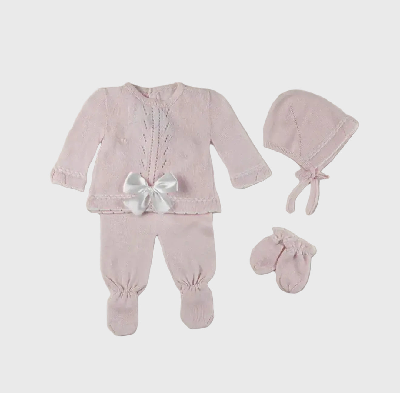 Blush Baby Girl Heirloom Knit Set with Bonnet 🎀