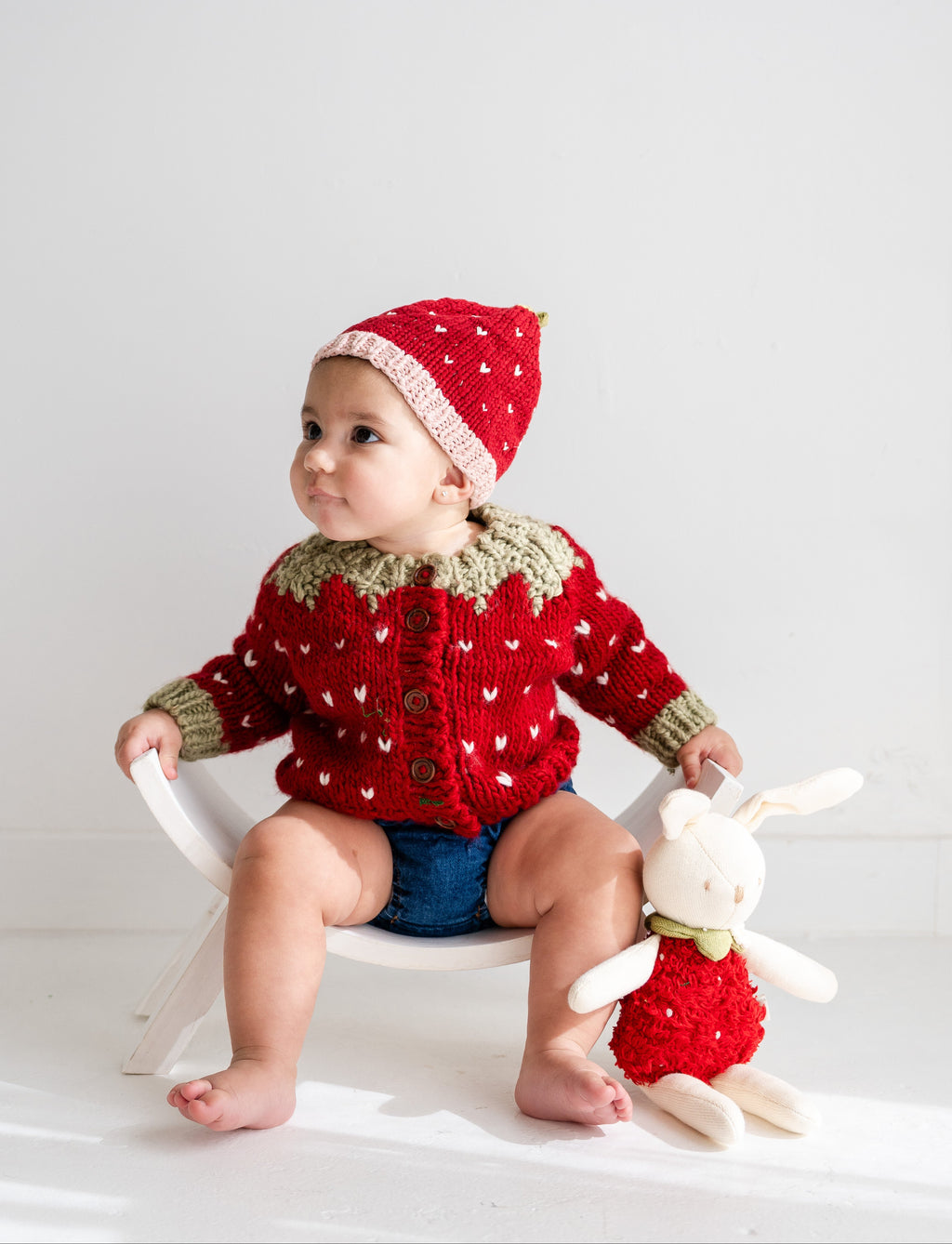 Cotton Strawberry Knit Beanie-Baby and Girls Hat