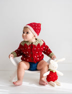 Gorro de punto de algodón con fresas para bebés y niñas