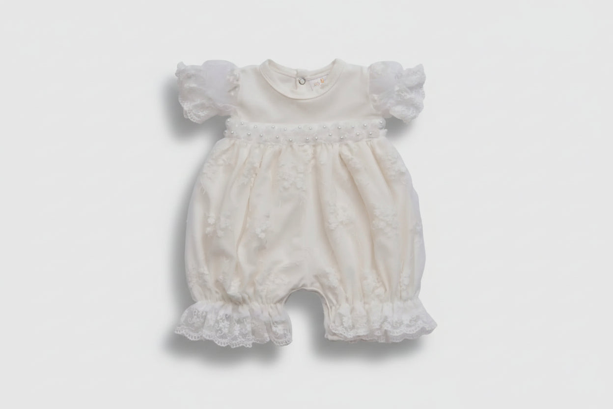 Ivory Pearl Romper for Baby Girl