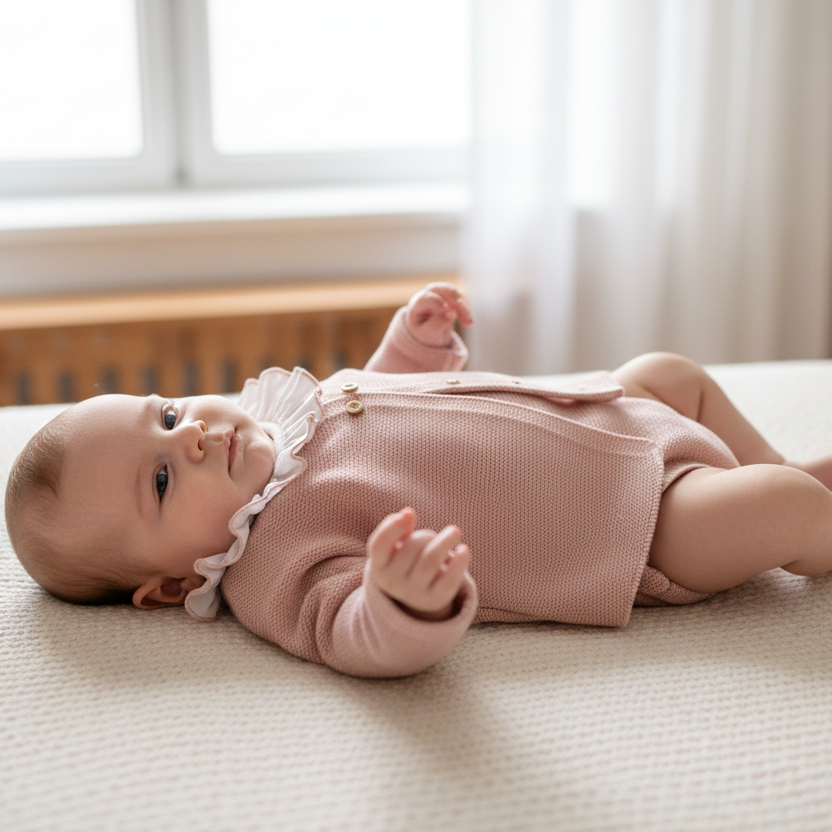 Knitted Newborn Three-Piece Set-Blush