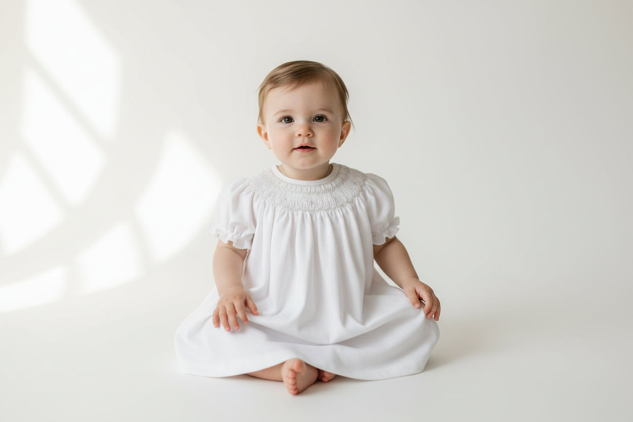White Heirloom Smocked White Dress – maisonmaestu