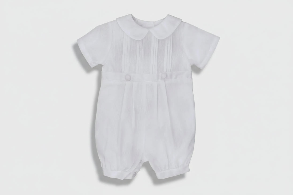 White Classic Heirloom Baby Romper