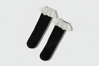 Calcetines hasta la rodilla con ribete de encaje de color liso para niña – Negro
