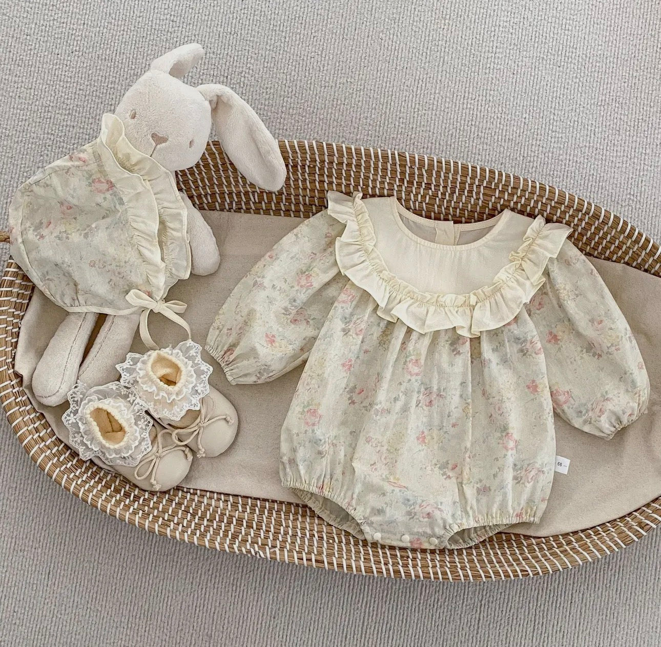 Spring Baby Girl Long Sleeve Vintage Floral Pattern Bodysuit