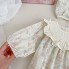 Body de manga larga con estampado floral vintage para niña de primavera