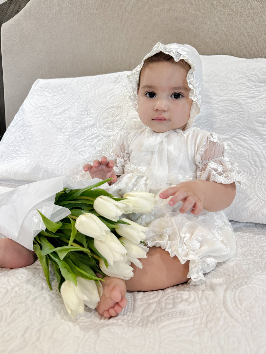 Ivory Pearl Romper for Baby Girl