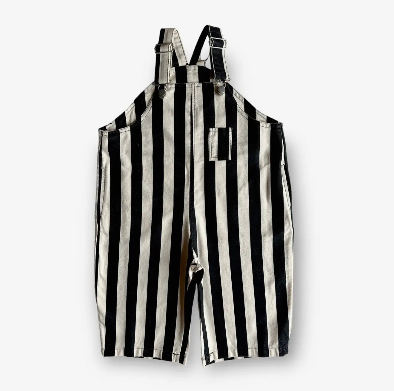 Kids Black & White Stripe Oversized Overalls