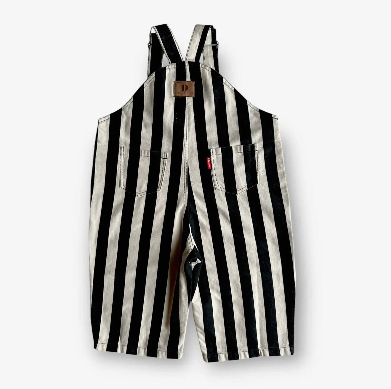 Kids Black & White Stripe Oversized Overalls
