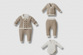 Traje de caballero unisex de lana rica para bebé (3 piezas) - Beige