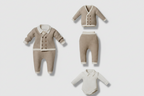 Traje de caballero unisex de lana rica para bebé (3 piezas) - Beige