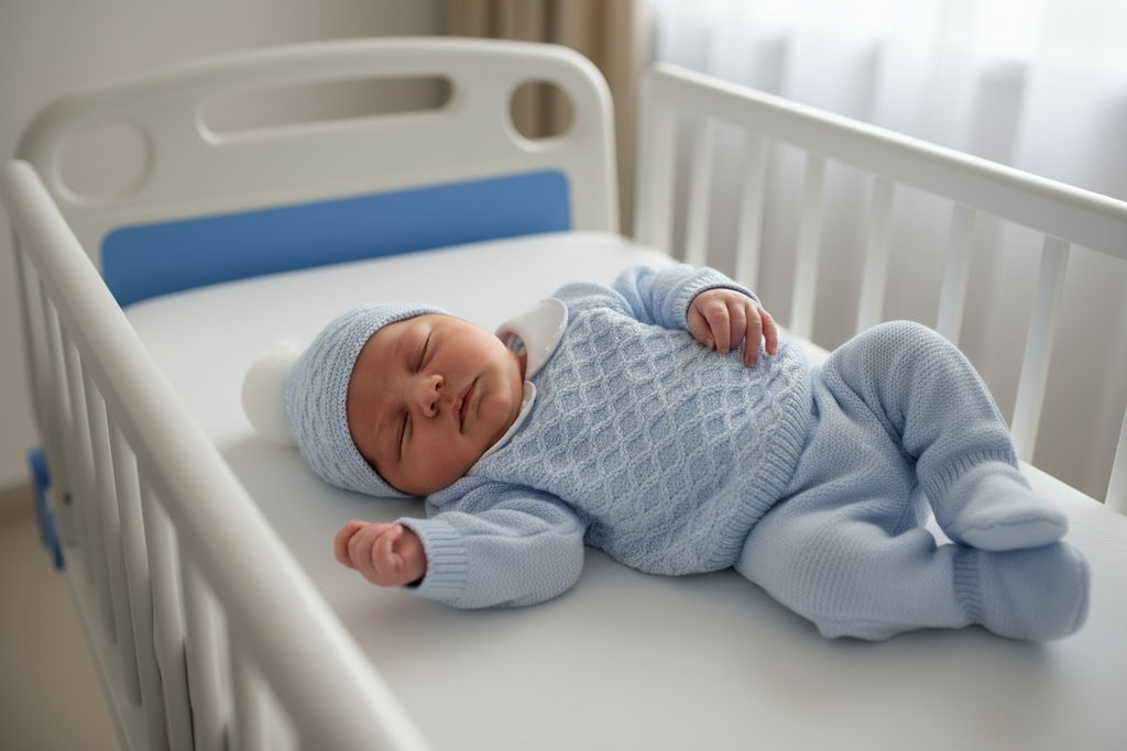 Kint Soft Blue – Newborn 3-Piece Knit Set