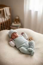 Conjunto de 3 piezas de punto Luca azul y blanco