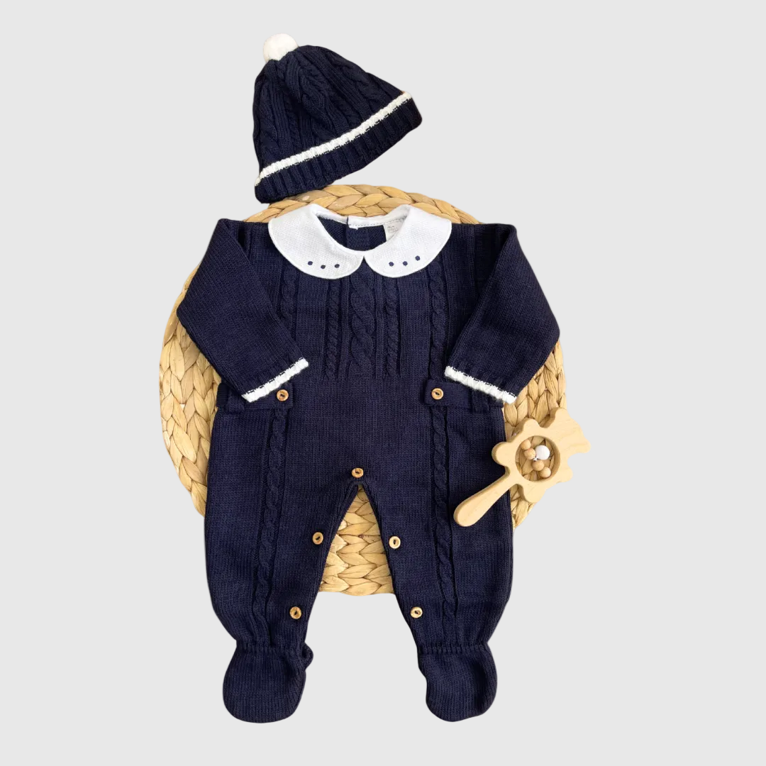 Theo Navy Knit Three Pieces Set