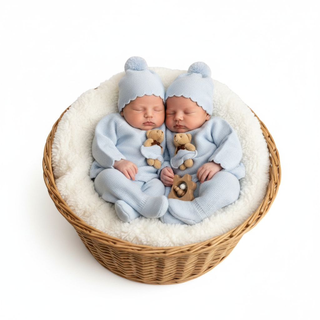 Sky Teddy Knit Three Pieces Set