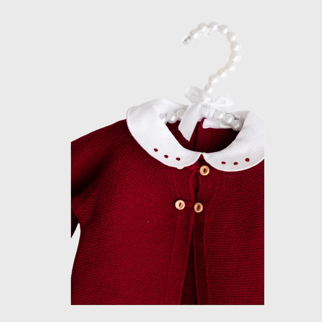 Knitted Newborn Three-Piece Set- light blue and white