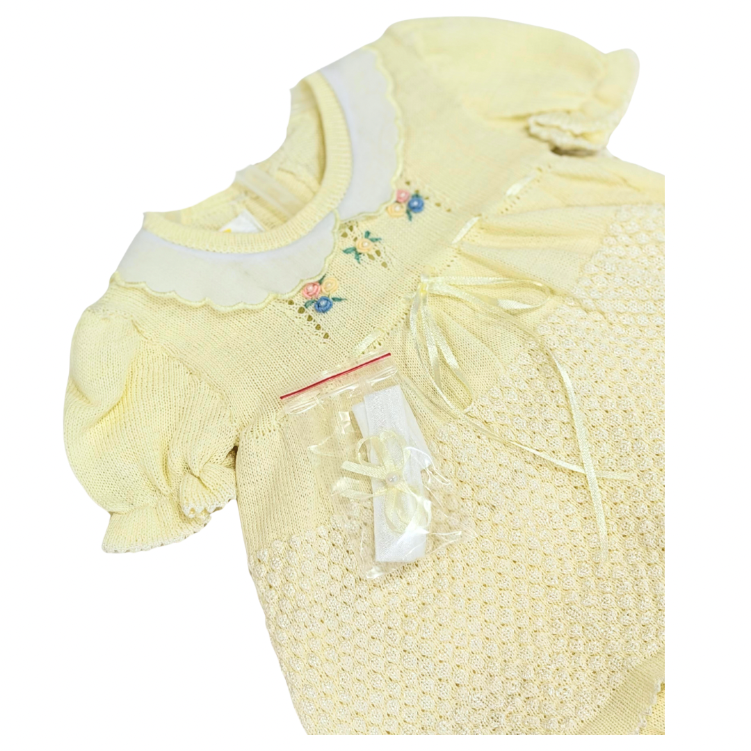 Baby Girl Lemon Heirloom Knit Set 🍋