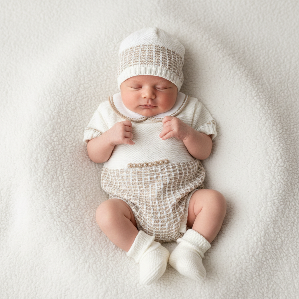 Sage Meadow Knit Four Pieces Set (Green Variation, oatmeal, buttercream)