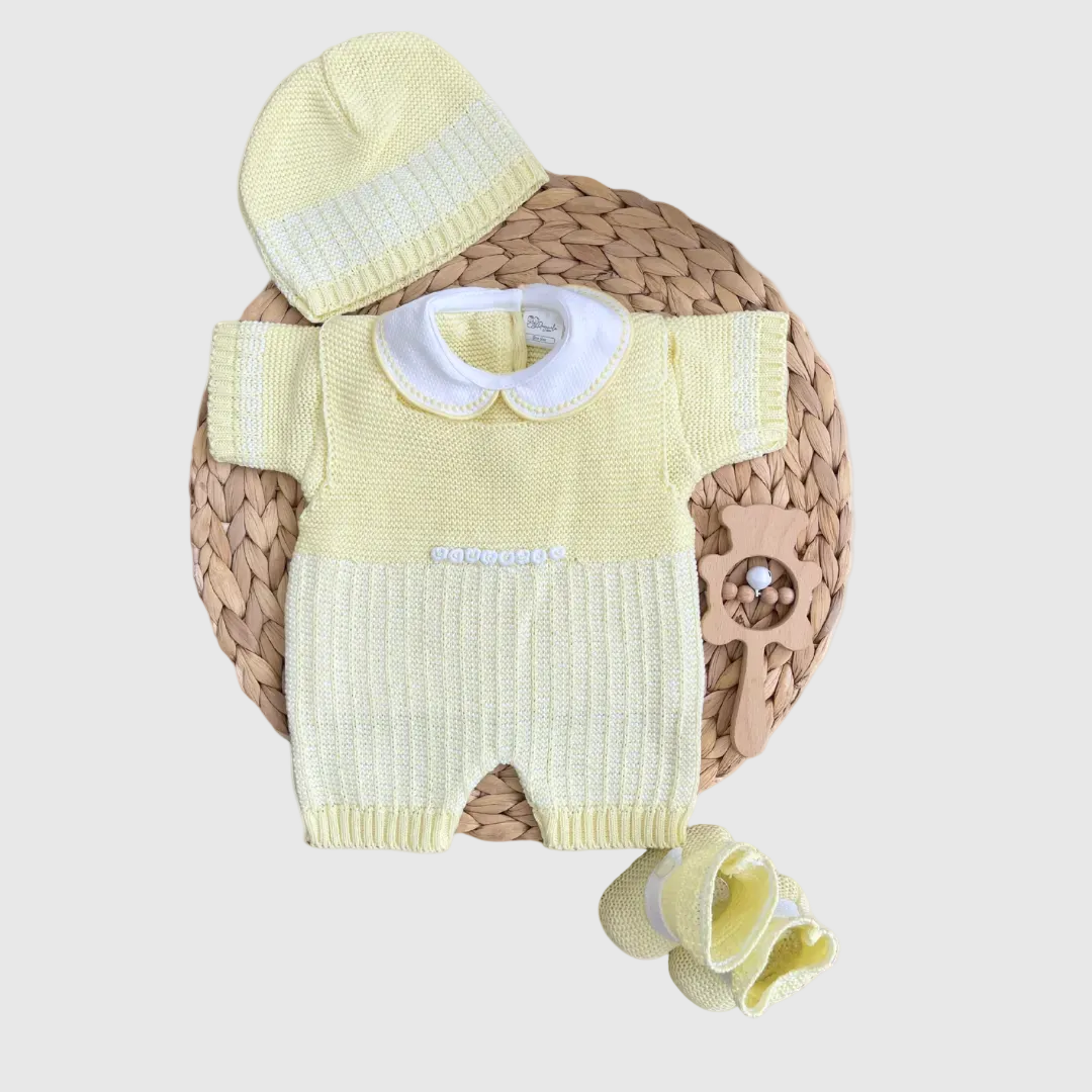 Sage Meadow Knit Four Pieces Set (Green Variation, oatmeal, buttercream)
