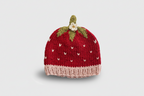 Gorro de punto de algodón con fresas para bebés y niñas