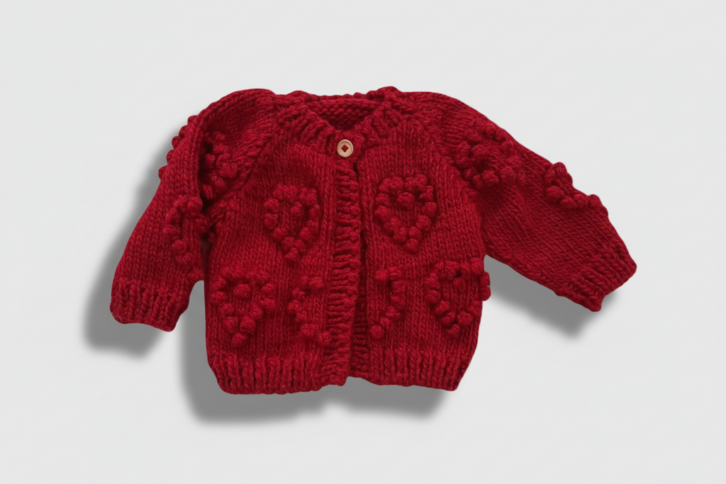 Heart Cardigan Red Valentin's Holiday