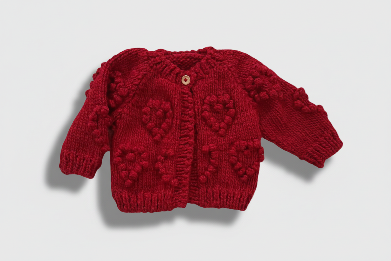 Heart Cardigan Red Valentin's Holiday