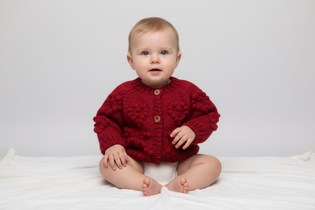 Heart Cardigan Red Valentin's Holiday