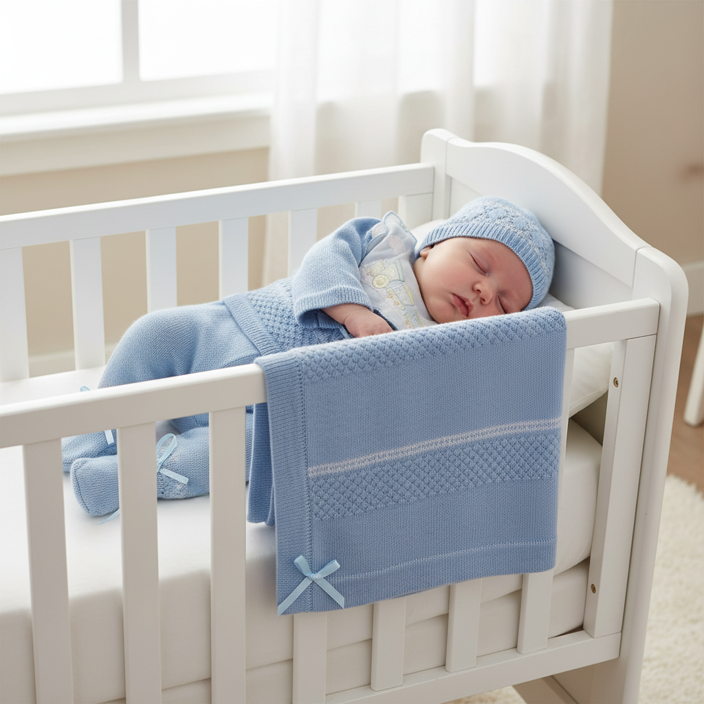 Baby Boy Blue Train Heirloom Set with Blanket 🚂💙