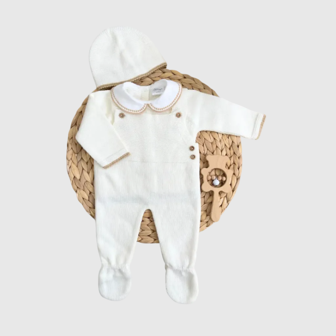 Little Theodore ivory and beige Knit 3 pieces Set