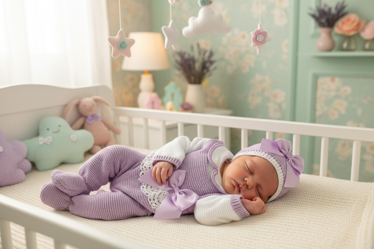 Lilac Knit Three Pieces Set