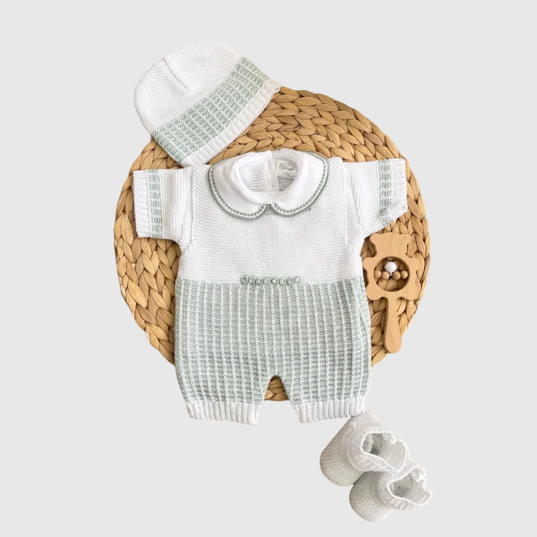 Sage Meadow Knit Four Pieces Set (Green Variation, oatmeal, buttercream)
