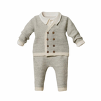 Traje de caballero unisex de lana rica para bebé (3 piezas) - gris