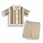 Conjunto de Camisa y Pantalón Corto Archie con Rayas Texturizadas (Orgánico)