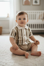 Conjunto de Camisa y Pantalón Corto Archie con Rayas Texturizadas (Orgánico)