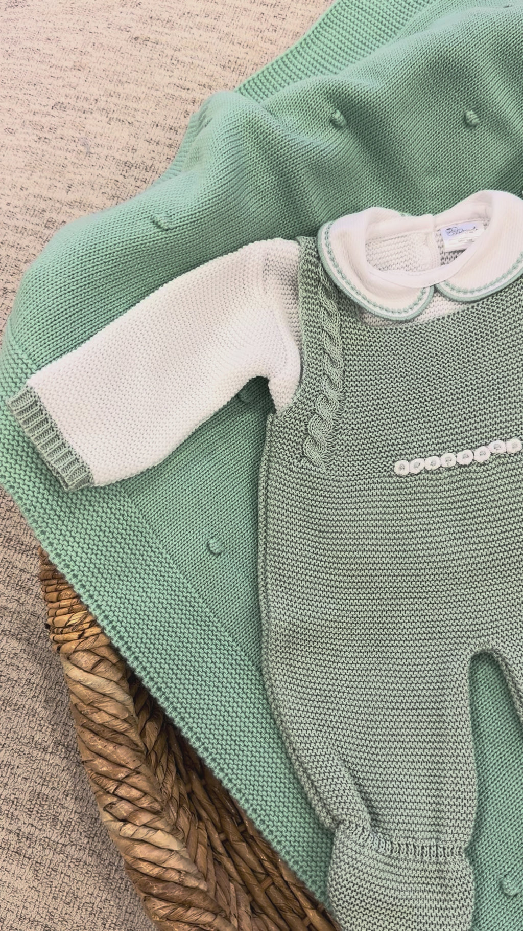 Sage Heritage Newborn Gift Set – Two Knit Sets + Blanket