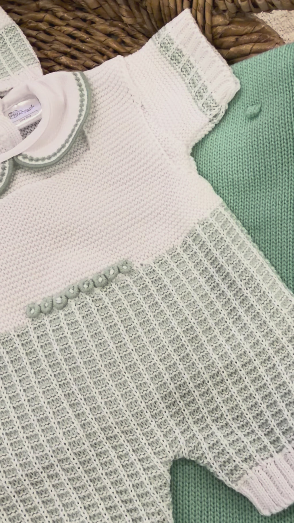 Sage Heritage Newborn Gift Set – Two Knit Sets + Blanket