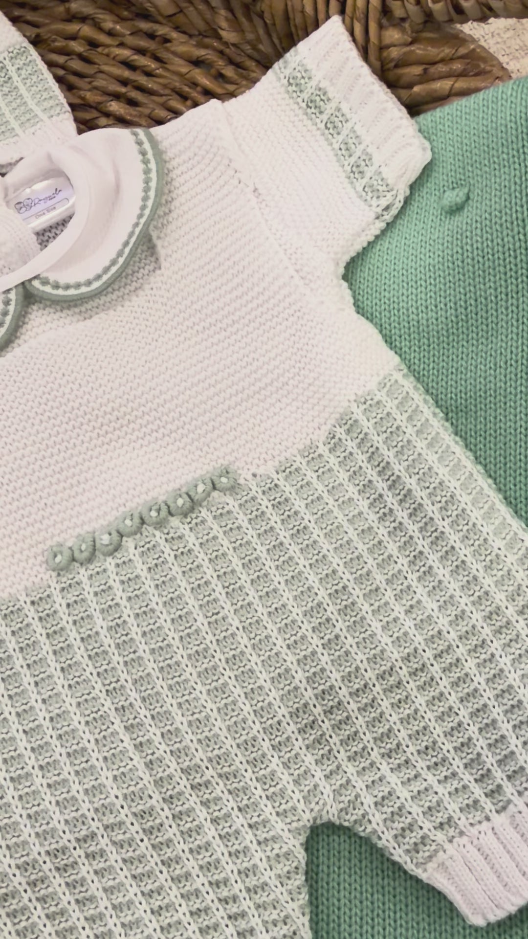 Sage Heritage Newborn Gift Set – Two Knit Sets + Blanket