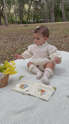 Body de burbujas con estampado floral beige francés