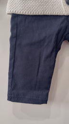 Conjunto de traje de lino para bebé niño con pajarita y detalle de caballo